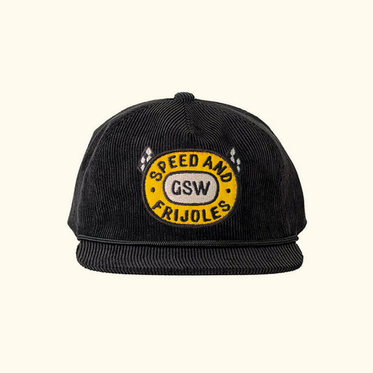 Gorra Snapback de pana negra speed and frijoles