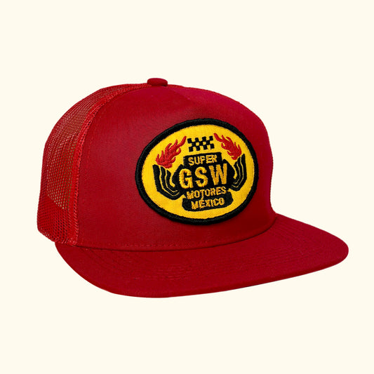 Gorra vintage trucker roja GSW motores